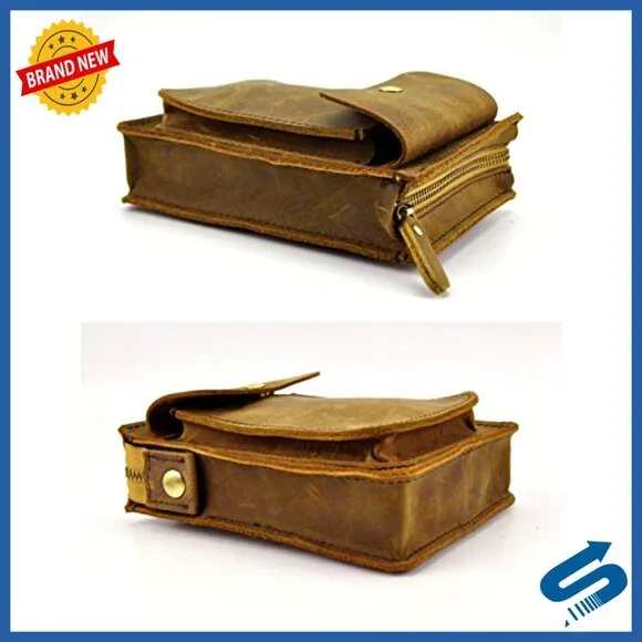 Genuine Leather Messenger Bag Adjustable Strap Waist Pack Retro Classic